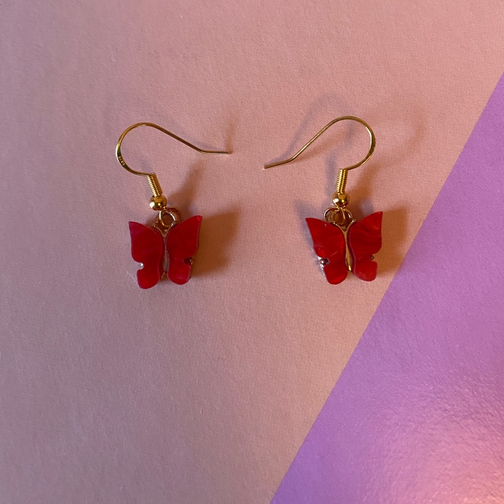 Red butterfly earrings
